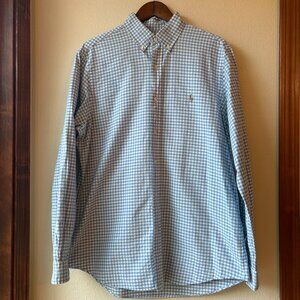 Polo Ralph Lauren Classic Fit Oxford Shirt Gingham Check Logo 100% Cotton Size L
